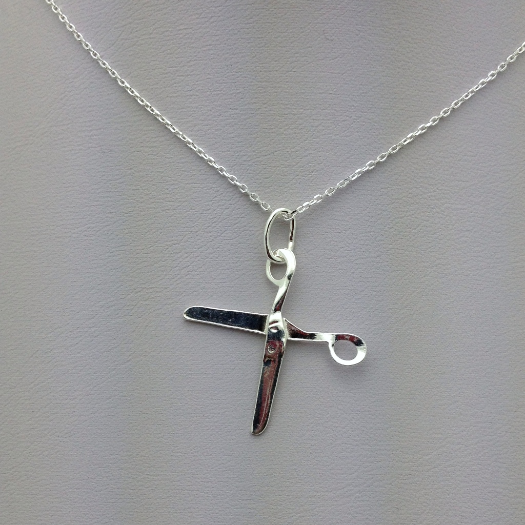 .925 Sterling Silver Scissors Necklace